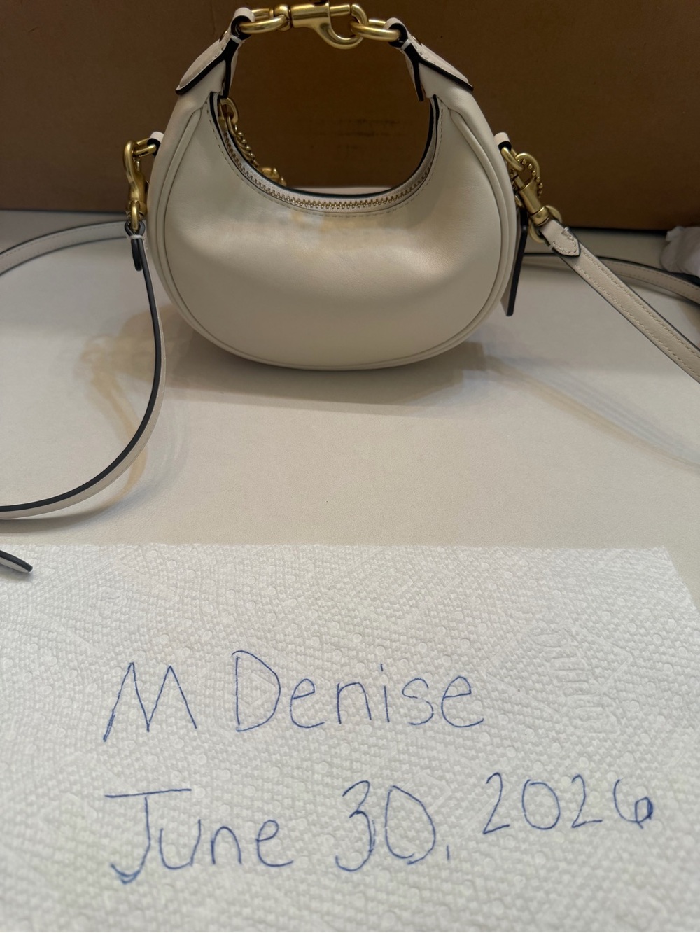 Coach Chalk Glovetanned Leather Mini Jonie bag with Gold Hardware - Picture 3 of 4